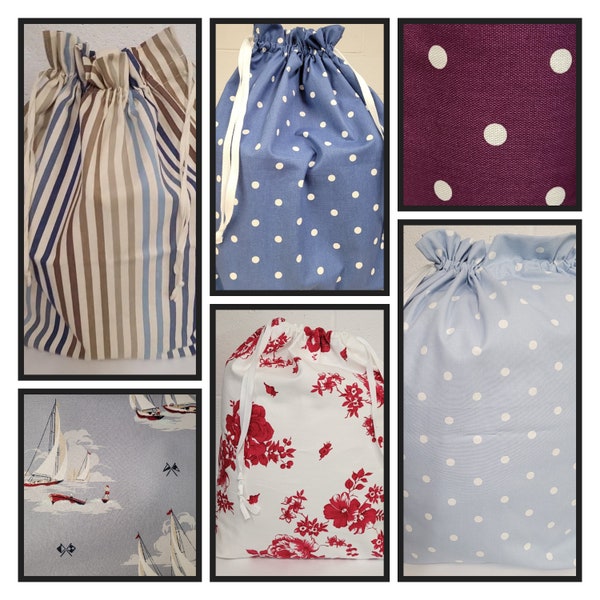 100% cotton laundry bag - different designs. Made in UK