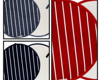 Aga pads / hob covers. Butchers stripe  Three colours to choose from - navy, red and black. Made in England