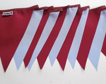 Claret and blue fabric bunting - 10 mtr. Perfect for aston villa / burnley fans