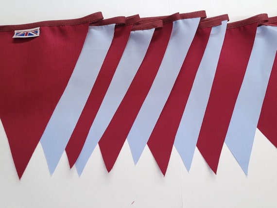 Claret and blue fabric bunting - 10 mtr