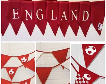 England bunting - perfect for the world cup. All made in England. Sold as a set or individual