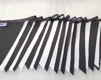 Black and white fabric bunting - 10 mtr Newcastle / derby / fulham