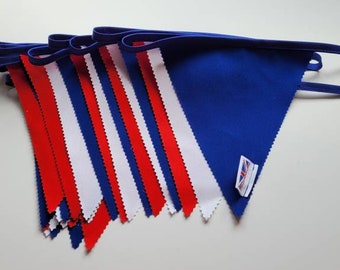 Rangers fabric bunting - Red, white and blue flags - 10 mtr