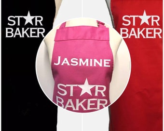 Volwassene : klein / tiener Star bakker gepersonaliseerde schort - Made in England