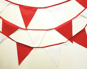 bunting en tissu rouge et blanc - Pologne bunting - 10 mtr