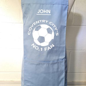 kibic coventry city nr 1 - możliwość personalizacji. Duży fartuch dla dorosłych z kieszenią. Wyprodukowano w Anglii