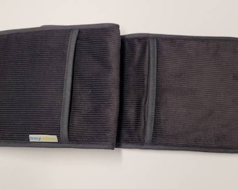 Double oven mitt - black corduroy. Made in England