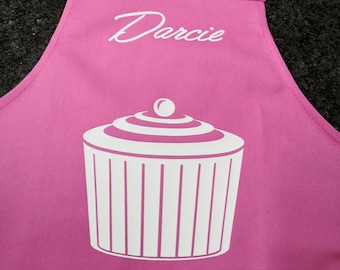 Adult : Medium personalised apron - cupcake design. Made in England