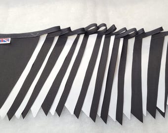 Fulham fabric bunting - black and white flags