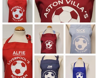 Teenage / small adult football apron no.1 fan - Add your team and option to personalise.Made in England