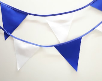 Brighton bunting - Royal Blue et tissu blanc bunting - 10 mtr. Fabriqué en Angleterre