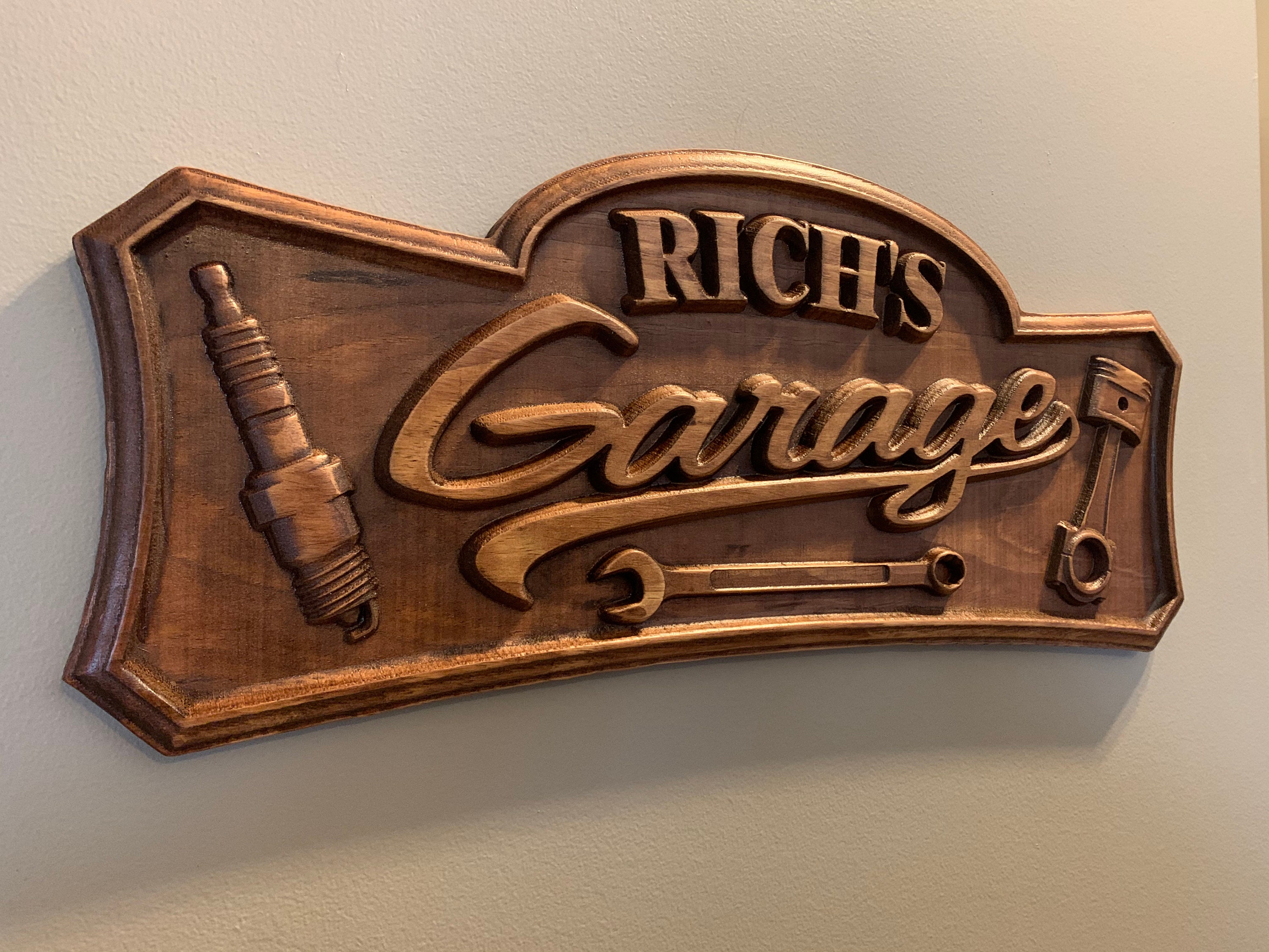 Garage or Shop 3d Wood Carved Sign Etsy