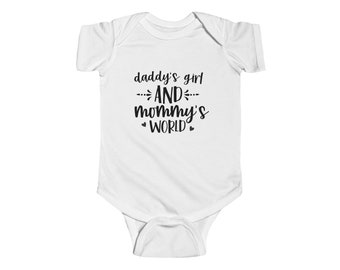 Infant Fine Jersey Bodysuit Daddy's Girl and Mommy's World, Gift, Baby Gift, Baby Shower, Baby Romper