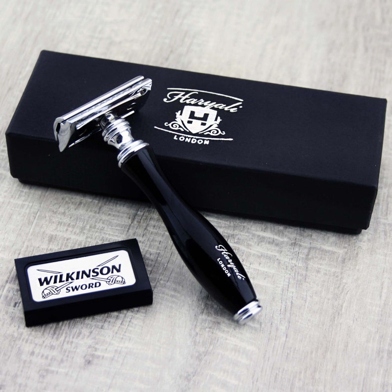Unisex Razor Made In Black Resin Handle Double Edge De Etsy