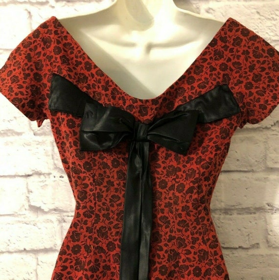 Vintage 1950s Minx Modes Deep Red Cap Sleeve Dress