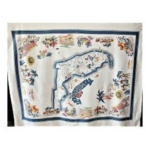 Nappe souvenir carte de la Floride vintage  textiles 50'' x 66'' Livraison Gratuite Canada USA