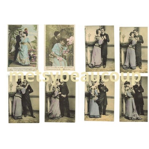 Lot de 8 cartes postales anciennes vraies photos couple amour romantique Livraison Gratuite Canada USA