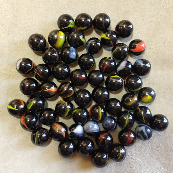Lot of 54 marbles black and other colors Free delivery Canada USA