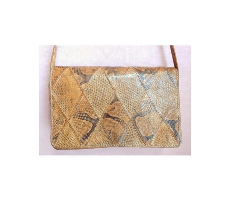 Bag Sacoche Leather Purse and vintage snakeskin 1960-70s Belle Patine Free Shipping