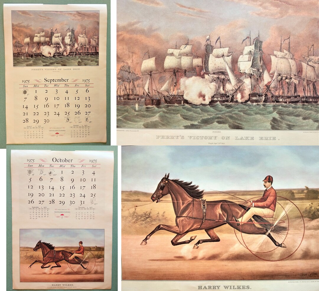 Large Calendar 16 X 22 Vintage 1975 Currier and Ive Paper 6 Pages 12 Images  Kitchen Insurance Co. Free Shipping Canada USA - Etsy