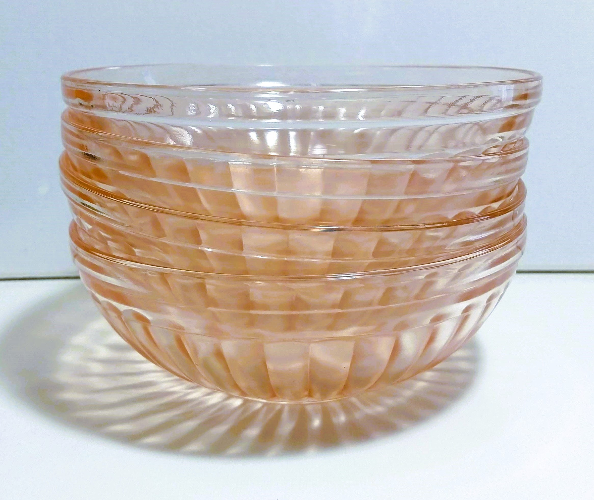 Set of 4 Aurora HAZEL ATLAS Pink Depression Glass Cereal Bowls Free