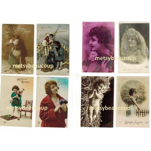 Lot de 8 cartes postales vrai photos enfants adultes Noel livraison Gratuite Canada USA