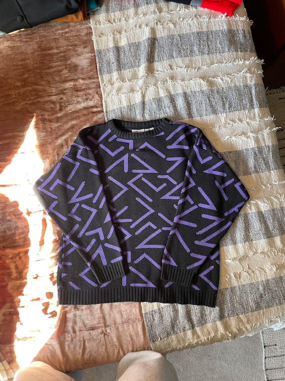 Vintage Geometric Acrylic Sweater - image 1