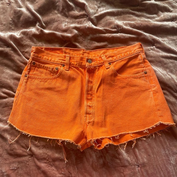 Overdyed Orange Levi’s 501 Button-fly Cutoff Shorts