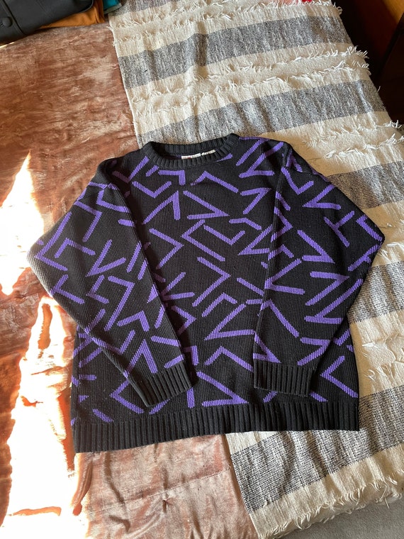 Vintage Geometric Acrylic Sweater - image 2