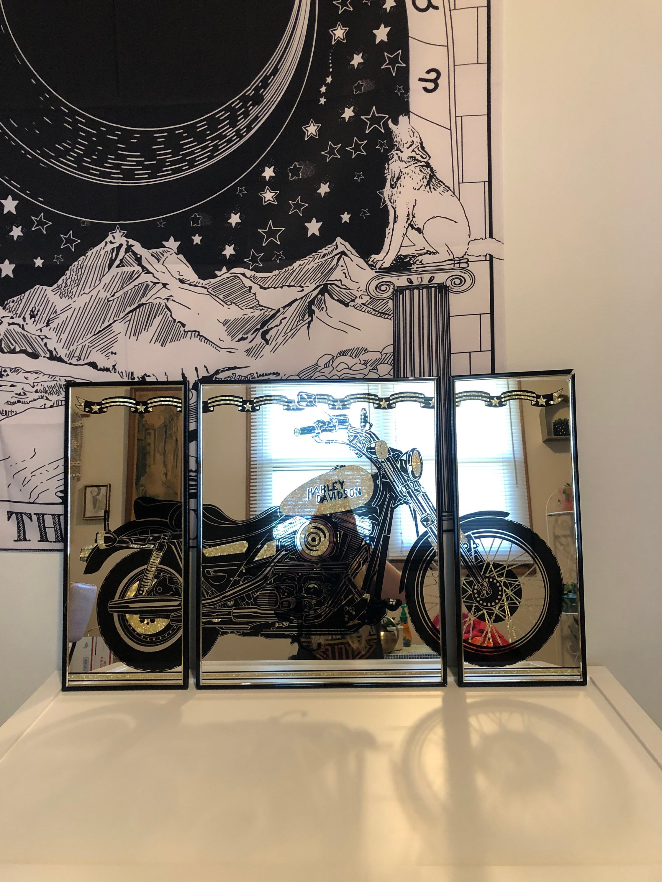 Vintage 3piece Harley Davidson Mirror Etsy Canada