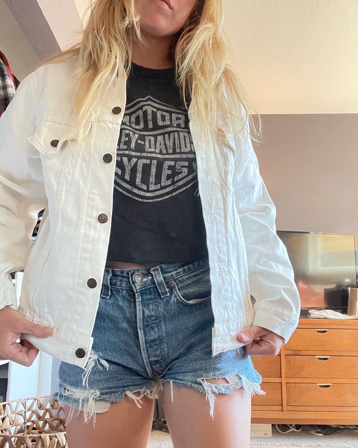 Distressed Denim Jacket – White on White