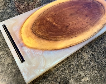 Walnut and Saphhire Ghost Blue Epoxy Charcuterie Board