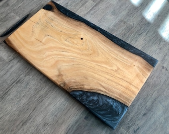 Velvet Ash and Battleship Grey / Ghost Blue Epoxy Charcuterie Board