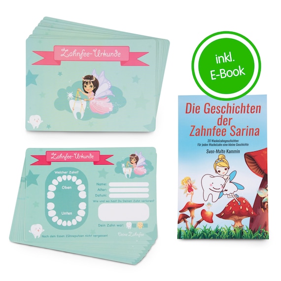 Zahnfee Urkunden als Zahnfee Geschenk / Geschenke von der Zahnfee - Zahnfee Zertifikate / Zertifikat zur Pflege der Milchzähne (Milchzahn)