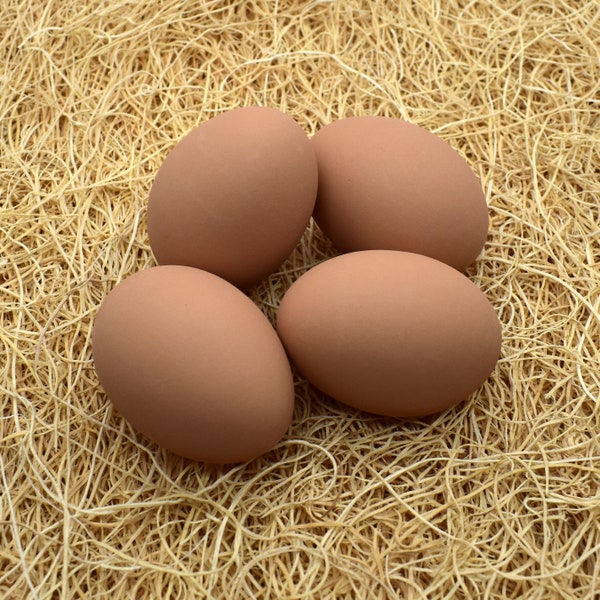 Decorative Ceramic Hen Nest Eggs (brown) - 4 pack