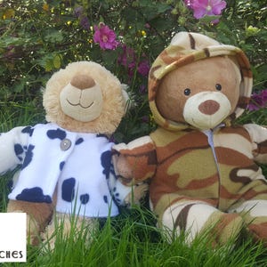 Teddy bear clothes: hooded onesie sewing pattern, with hoodie/jacket hack (instant PDF download)