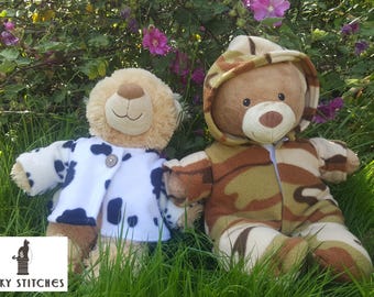 Teddy bear clothes: hooded onesie sewing pattern, with hoodie/jacket hack (instant PDF download)