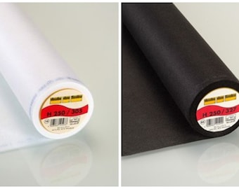 Firm/ Medium Weight fusible Interfacing White/ Black: Vilene H250/305 iron 90cm wide. 25 m roll