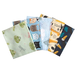 Animals Delight 5 x fat quarter bundle craft cotton fabric. Fun animal kids quilting fabric. Craft Cotton Company.