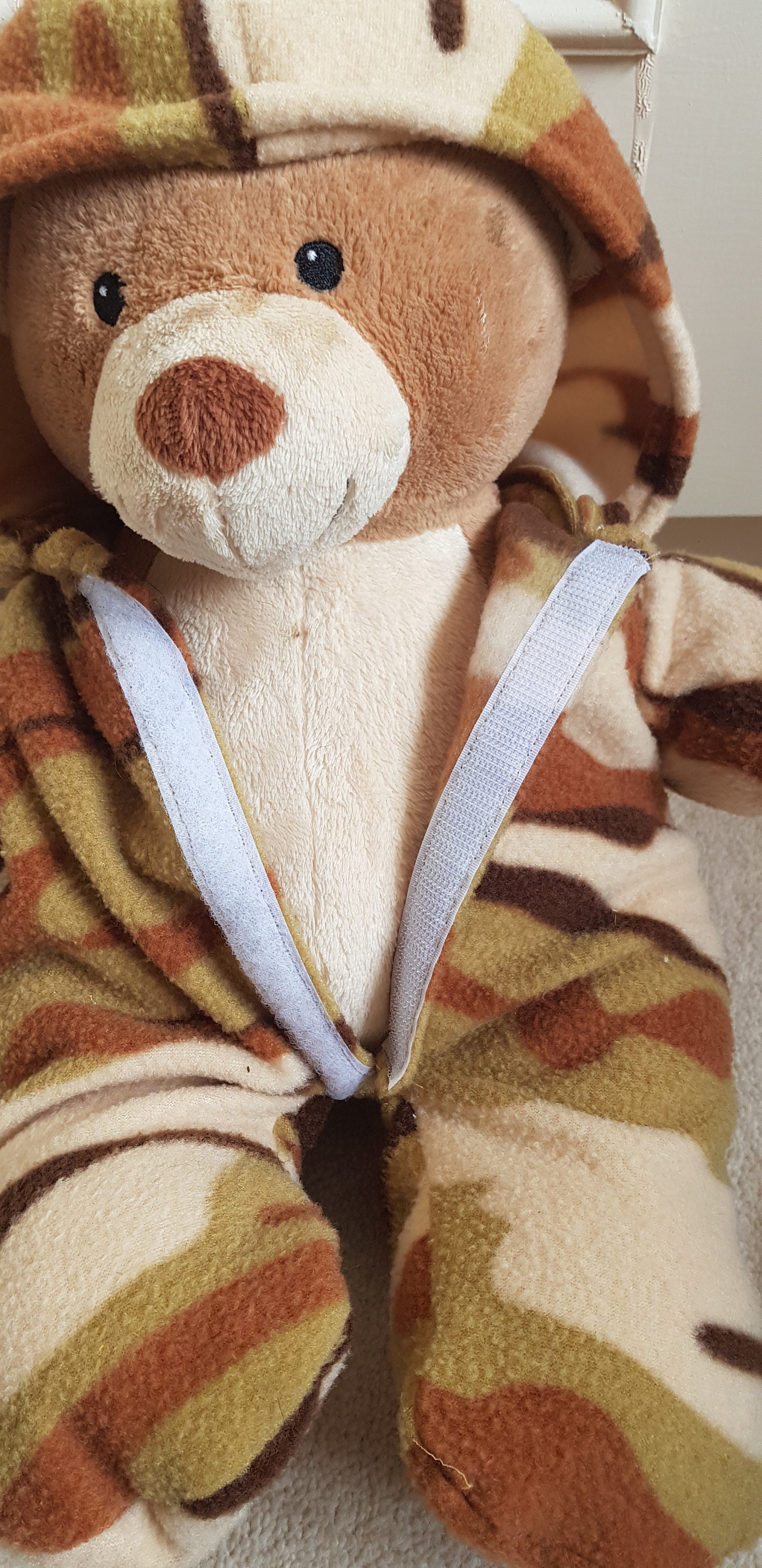 Teddy bear clothes hooded onesie sewing pattern with Etsy Polska