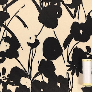 Bonnie Floral Viscose ECOVERO Satin Cream. Fabric Godmother dress fabric per 1/2m