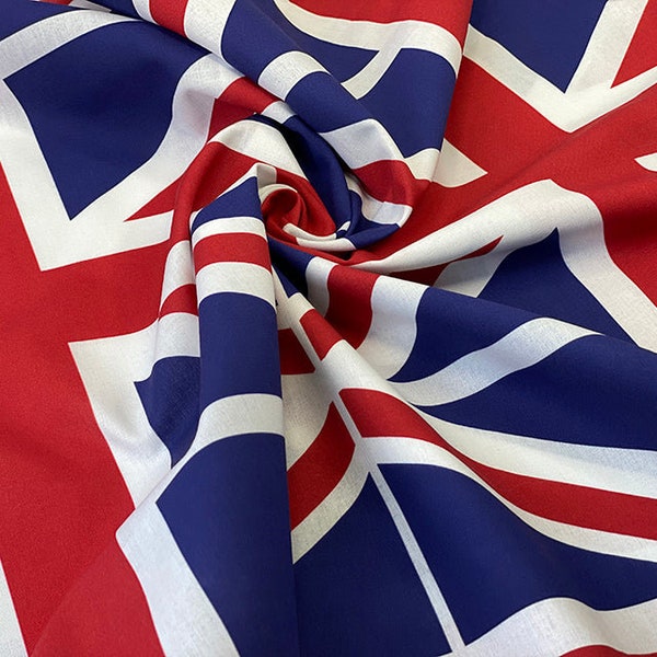 UK flag Union Jacks. Cotton King's Coronation Fabric, per 1/2m