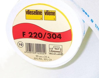 Interfodera standard fusibile non tessuta termoadesiva Vlieseline F220/304 di peso medio larga 90 cm. Bianco, a mezzo metro.