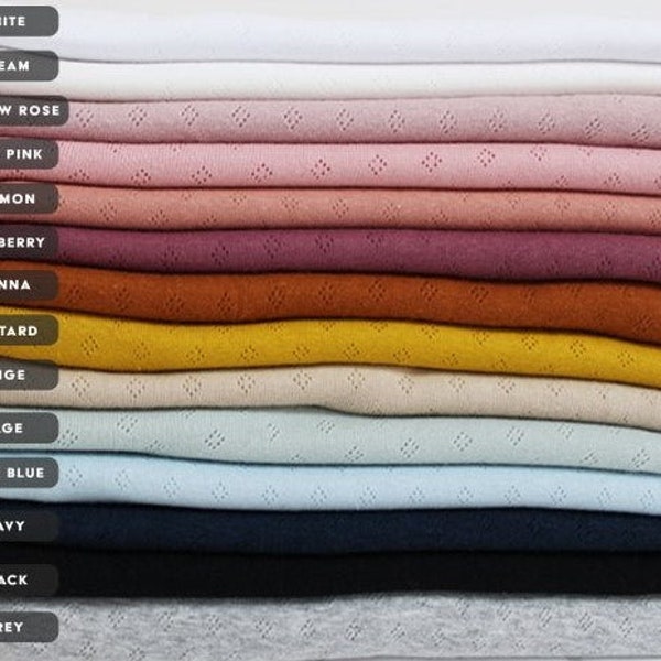 Fine 100% cotton jersey knit with Diamond openwork/ Pointelle fabric x 1/2 m