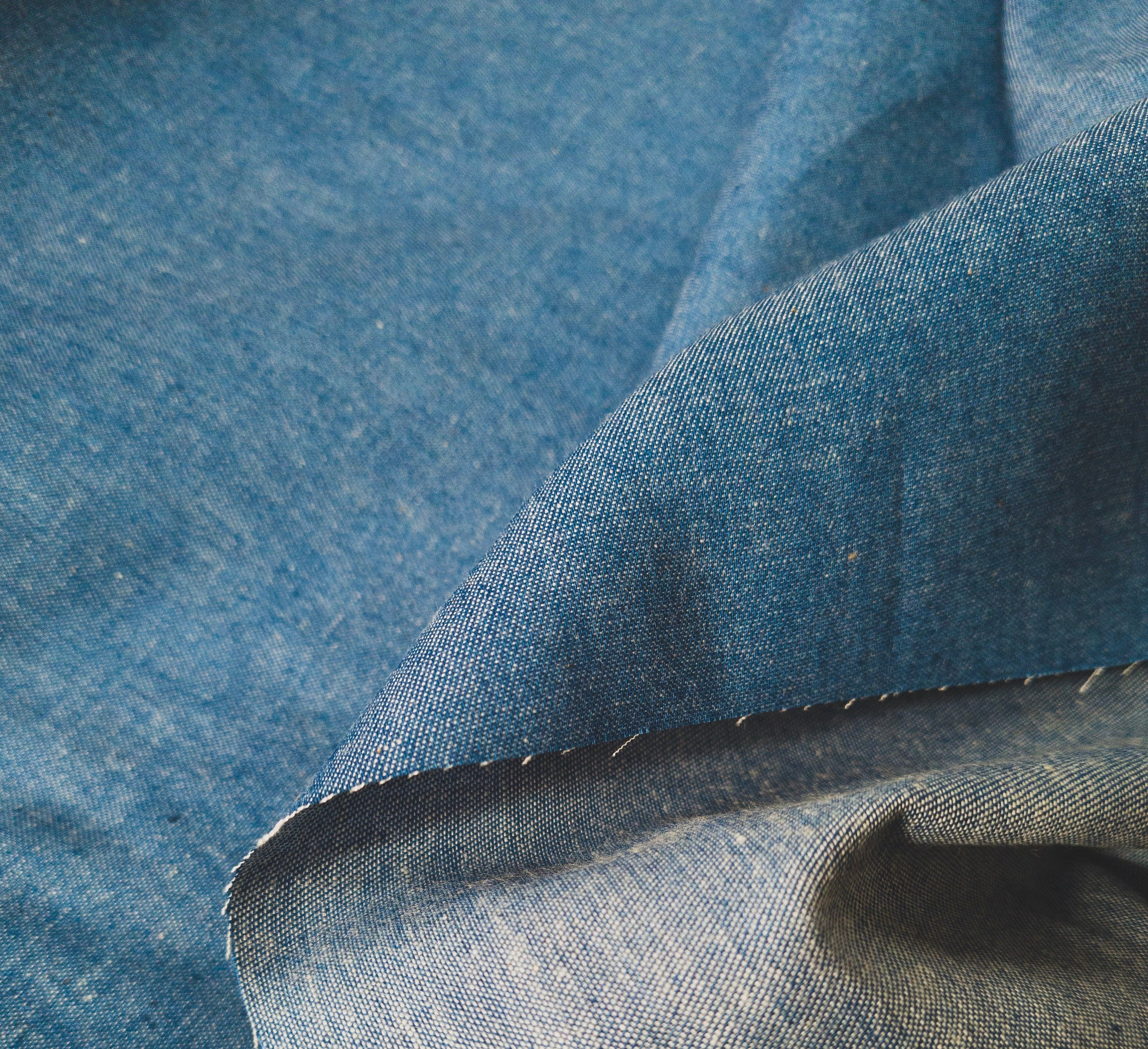 Chambray the Half Washed Chambre Cotton Denim Fabric. Metre. Plain Mid Blue by 100% - Etsy