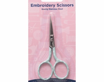 Embroidery scissors: blue polka dot. Adjustable blades, fine points, needlework. 9 cm. Hemline.
