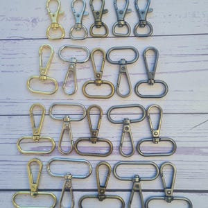 2 X Metall Karabinerhaken Verschluss Swivel Clips für die Taschenherstellung. 13/25/32/38mm Antik Messing, Gold, Silber, Antiksilber, Gunmetal.