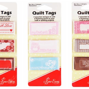 Quilt Sewing Tags Clothing labels handmade for/quilted for/ with love slogan