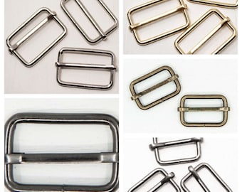 2 x Welded metal strap slider buckle for bag making. 25/32/38 mm.