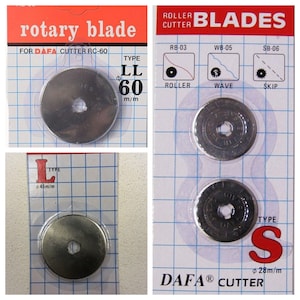 Rotary Cutter Blades: DAFA  28 mm  x 2  45 mm  x1   Roller Cutter blades L-type  straight cut